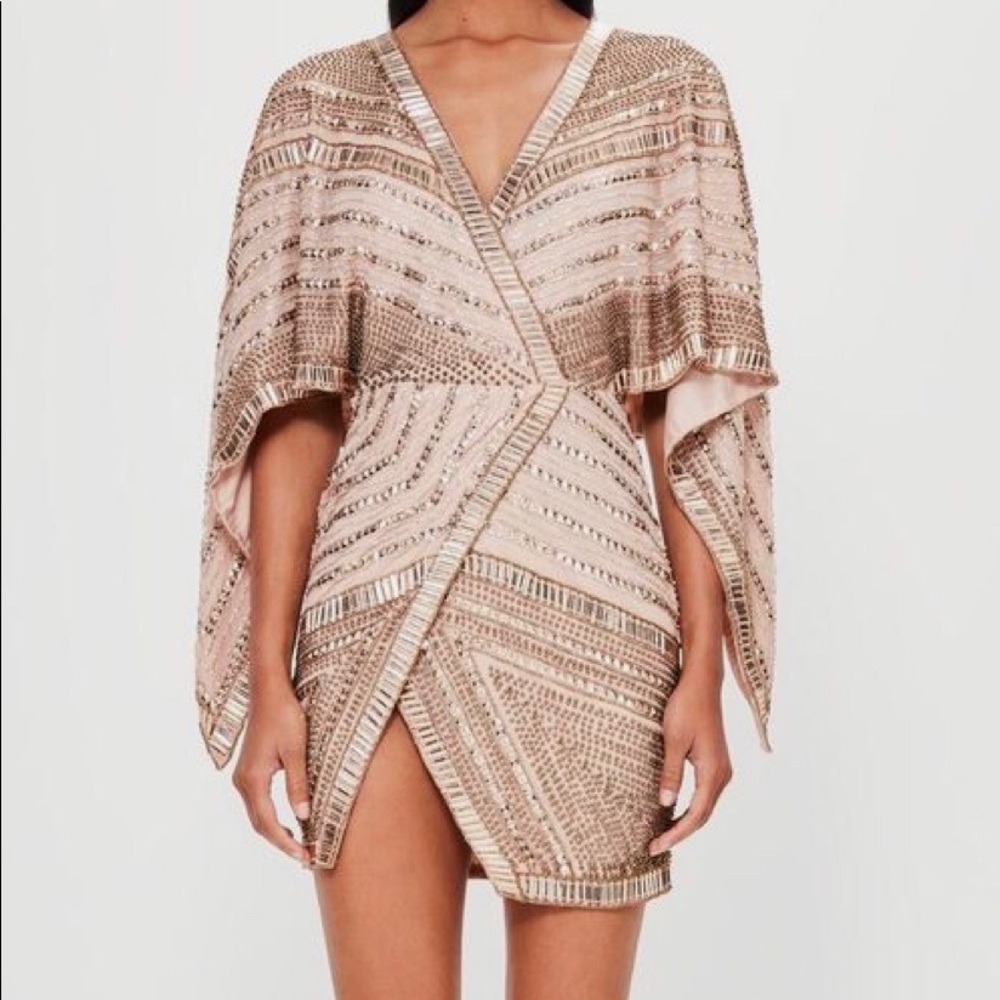 Peace + love bronze embellished kimono dress